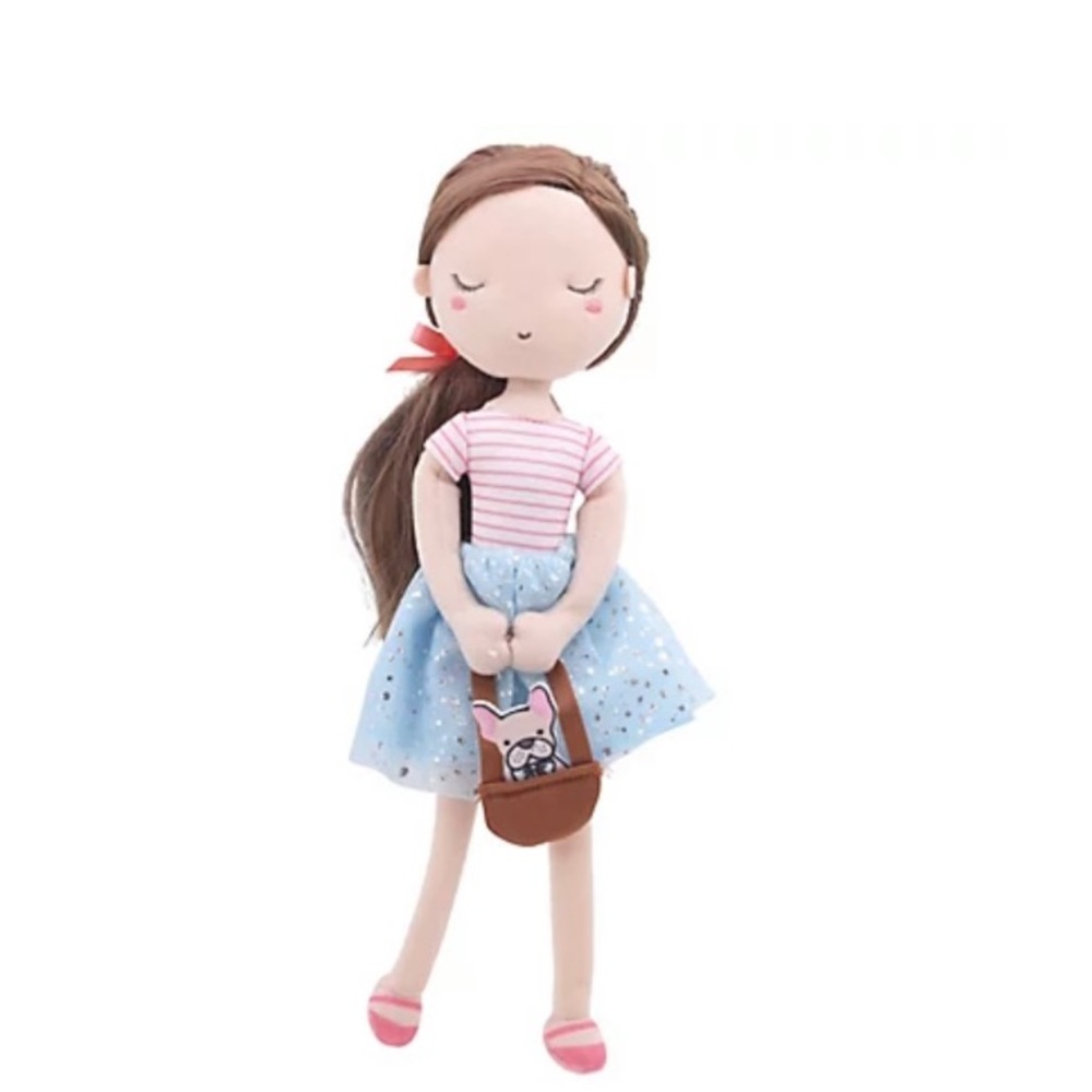 Little Lilly Plush Doll Girl w/ French Bulldog Puppy